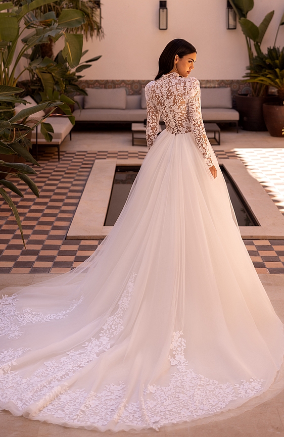 Svadobné šaty 5510 s dlhým rukávom čipkované