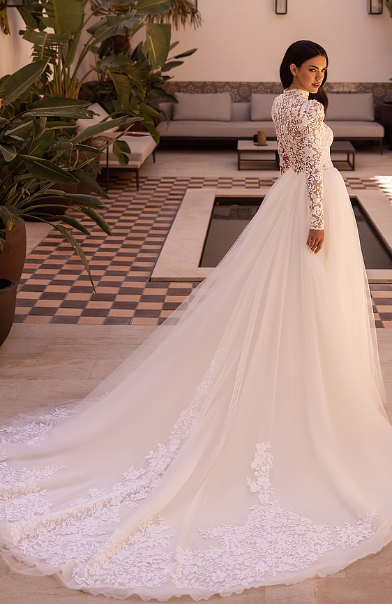 Svadobné šaty 5510 s dlhým rukávom čipkované